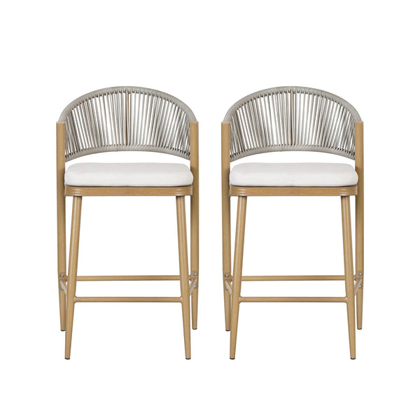 English Elm Christopher Knight Home® - Outdoor 26" Aluminum Frame Counter Stools Set Of 2 With Scallop Backrest & Cushions For Patios N772P245123W