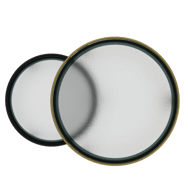 Worldwide Home Furnishings Ares-2pc Antique Gold & Black Accent Table Set – Sturdy Metal Frames With Unique Cast Glass Tops Black,Antique Gold Metal,Cast Glass 501-098gl_Bk