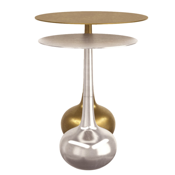 Worldwide Home Furnishings Sylas-2pc Accent Table Set - Handcrafted Antique Gold & Silver Finish For Stylish Home Decor Antique Gold,Silver Metal 501-100gl_Ch