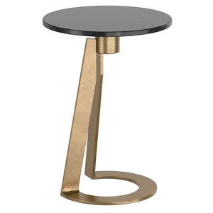 Worldwide Home Furnishings Devas-accent Marble-topped Table With Unique Hammered Brass Base For Elegant Home Decor Accents Black,Aged Brass Marble,Metal 501-112bk