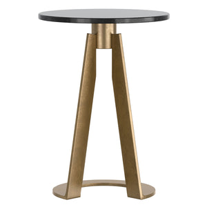 Worldwide Home Furnishings Devas-accent Marble-topped Table With Unique Hammered Brass Base For Elegant Home Decor Accents Black,Aged Brass Marble,Metal 501-112bk