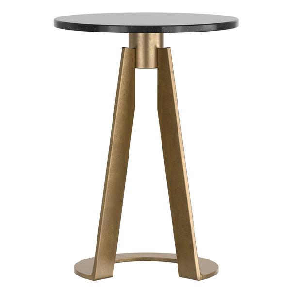 Worldwide Home Furnishings Devas-accent Marble-topped Table With Unique Hammered Brass Base For Elegant Home Decor Accents Black,Aged Brass Marble,Metal 501-112bk