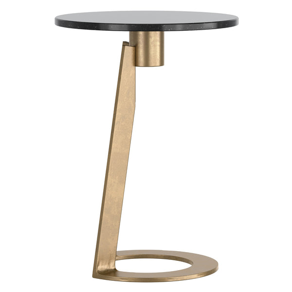 Worldwide Home Furnishings Devas-accent Marble-topped Table With Unique Hammered Brass Base For Elegant Home Decor Accents Black,Aged Brass Marble,Metal 501-112bk