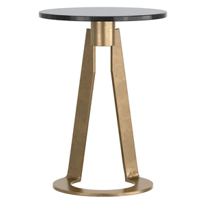 Worldwide Home Furnishings Devas-accent Marble-topped Table With Unique Hammered Brass Base For Elegant Home Decor Accents Black,Aged Brass Marble,Metal 501-112bk
