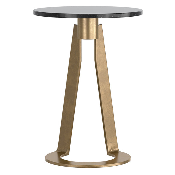 Worldwide Home Furnishings Devas-accent Marble-topped Table With Unique Hammered Brass Base For Elegant Home Decor Accents Black,Aged Brass Marble,Metal 501-112bk