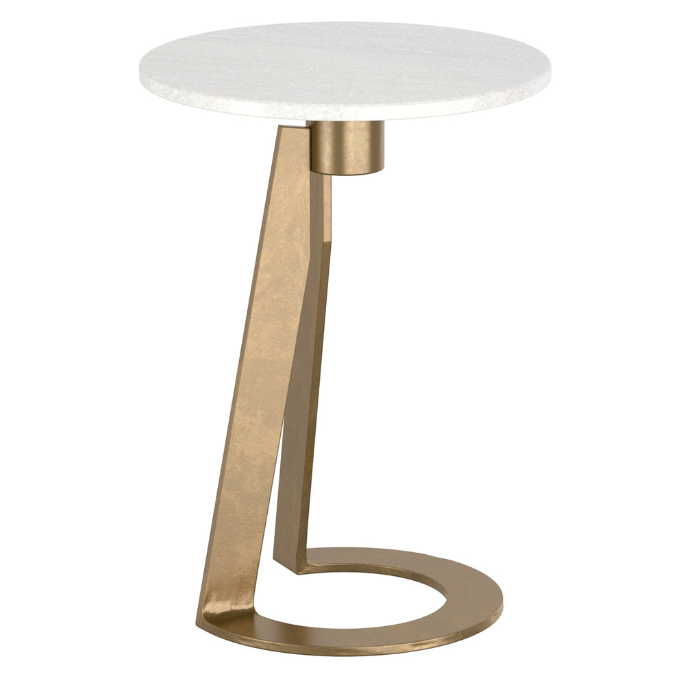 Worldwide Home Furnishings Devas-accent Marble-topped Table With Unique Hammered Brass Base For Elegant Home Decor Accents White,Aged Brass Marble,Metal 501-112wt