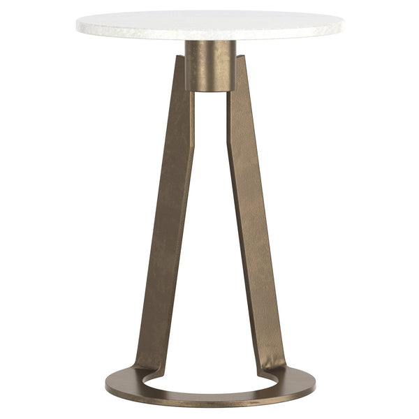 Worldwide Home Furnishings Devas-accent Marble-topped Table With Unique Hammered Brass Base For Elegant Home Decor Accents White,Aged Brass Marble,Metal 501-112wt