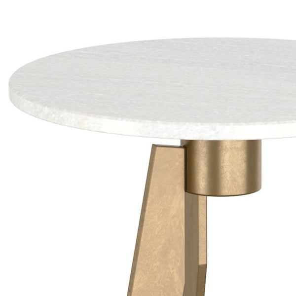 Worldwide Home Furnishings Devas-accent Marble-topped Table With Unique Hammered Brass Base For Elegant Home Decor Accents White,Aged Brass Marble,Metal 501-112wt