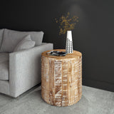 !nspire Eva Accent Table Distressed Distressed Natural Solid Wood