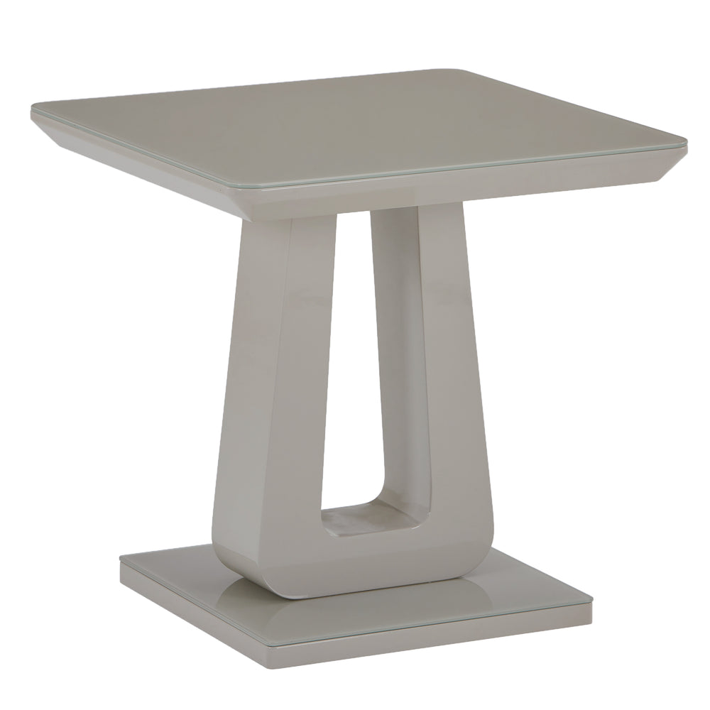 Worldwide Home Furnishings Corvus-accent Table - Stylish Warm Grey Finish With Tempered Glass Top & Modern Pedestal Base Warm Grey Engineered Wood,Glass 501-159wgy