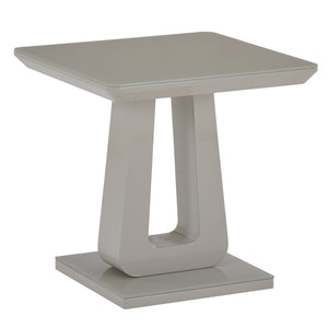 Worldwide Home Furnishings Corvus-accent Table - Stylish Warm Grey Finish With Tempered Glass Top & Modern Pedestal Base Warm Grey Engineered Wood,Glass 501-159wgy