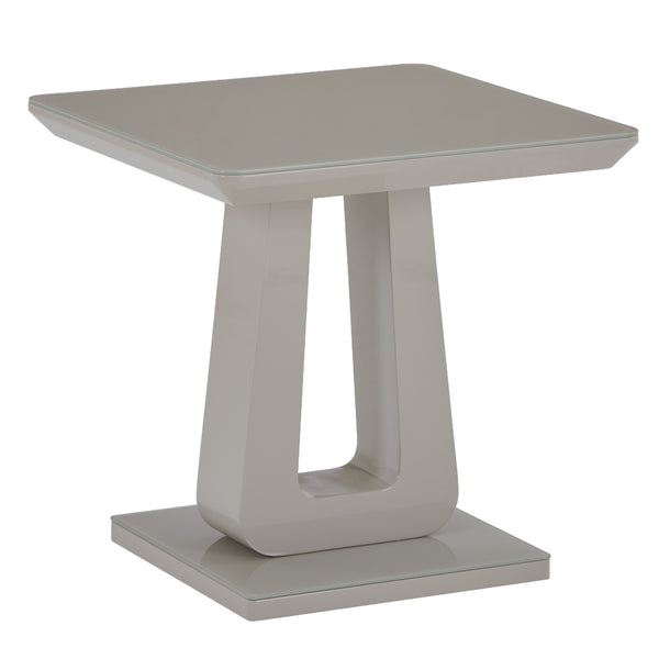 Worldwide Home Furnishings Corvus-accent Table - Stylish Warm Grey Finish With Tempered Glass Top & Modern Pedestal Base Warm Grey Engineered Wood,Glass 501-159wgy