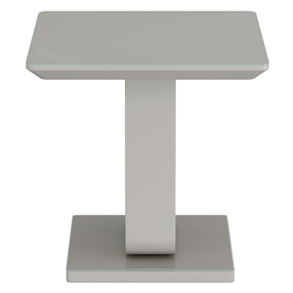 Worldwide Home Furnishings Corvus-accent Table - Stylish Warm Grey Finish With Tempered Glass Top & Modern Pedestal Base Warm Grey Engineered Wood,Glass 501-159wgy