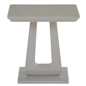 Worldwide Home Furnishings Corvus-accent Table - Stylish Warm Grey Finish With Tempered Glass Top & Modern Pedestal Base Warm Grey Engineered Wood,Glass 501-159wgy