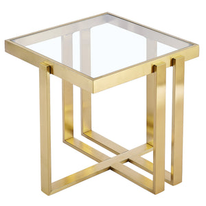 Worldwide Home Furnishings Paxton-accent Table - Elegant Gold Finish With Clear Glass Top For Modern Living Room & Bedroom Decor Brushed Gold Metal,Glass 501-167gl