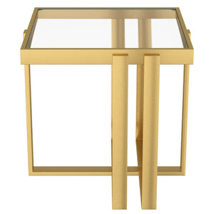 Worldwide Home Furnishings Paxton-accent Table - Elegant Gold Finish With Clear Glass Top For Modern Living Room & Bedroom Decor Brushed Gold Metal,Glass 501-167gl