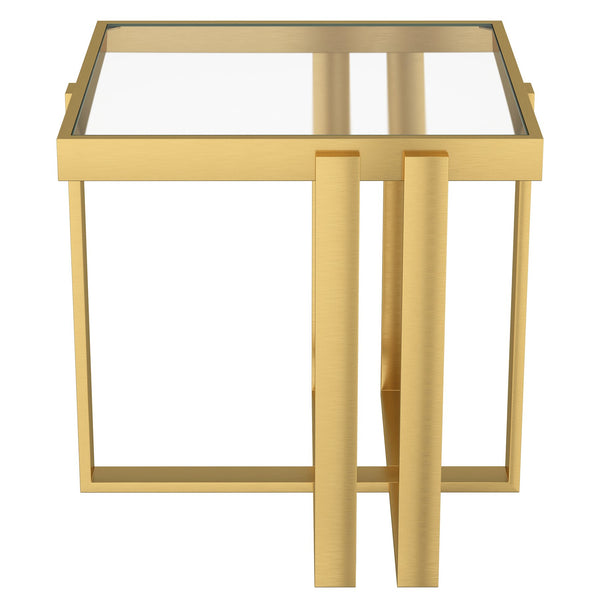 Worldwide Home Furnishings Paxton-accent Table - Elegant Gold Finish With Clear Glass Top For Modern Living Room & Bedroom Decor Brushed Gold Metal,Glass 501-167gl