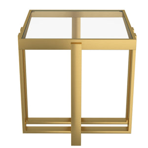 Worldwide Home Furnishings Paxton-accent Table - Elegant Gold Finish With Clear Glass Top For Modern Living Room & Bedroom Decor Brushed Gold Metal,Glass 501-167gl