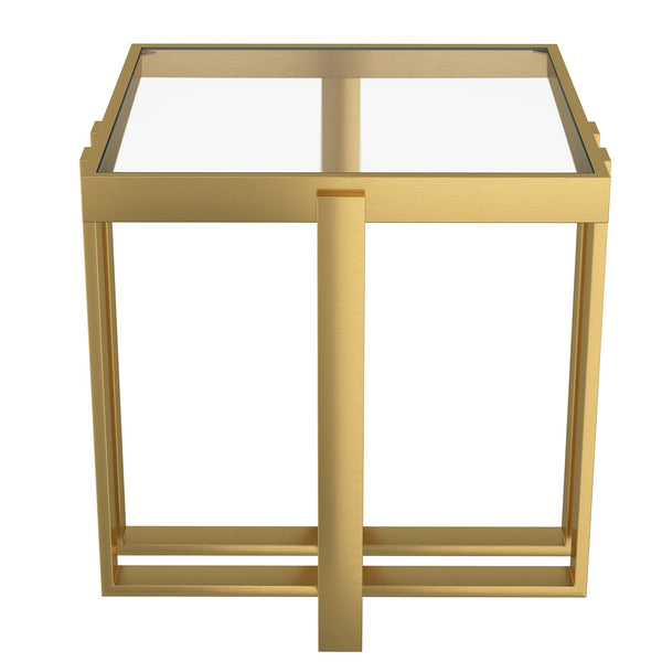 Worldwide Home Furnishings Paxton-accent Table - Elegant Gold Finish With Clear Glass Top For Modern Living Room & Bedroom Decor Brushed Gold Metal,Glass 501-167gl