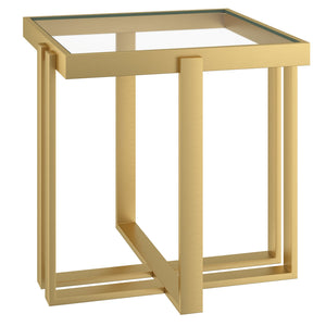 Worldwide Home Furnishings Paxton-accent Table - Elegant Gold Finish With Clear Glass Top For Modern Living Room & Bedroom Decor Brushed Gold Metal,Glass 501-167gl