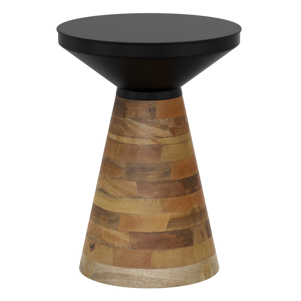 Worldwide Home Furnishings Boden-accent Table - Mid-century Modern Design With Solid Mango Wood Base & Sleek Black Top Black,Walnut Metal,Solid Wood 501-229blk
