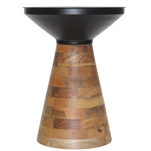 Worldwide Home Furnishings Boden-accent Table - Mid-century Modern Design With Solid Mango Wood Base & Sleek Black Top Black,Walnut Metal,Solid Wood 501-229blk
