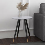 !nspire Emery Accent Table White White Faux Marble/Black Mdf/Metal