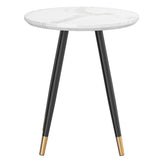 !nspire Emery Accent Table White White Faux Marble/Black Mdf/Metal