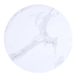 Worldwide Home Furnishings Emery-round Coffee Table - Chic Marble Accent With Stylish A-line Metal Legs For Modern Spaces White Faux Marble,Black Engineered Wood,Laminated Veneer,Metal 501-294wt