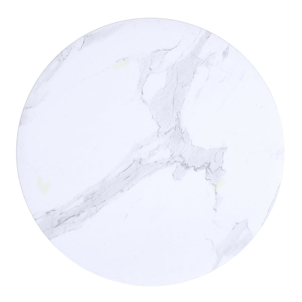 Worldwide Home Furnishings Emery-round Coffee Table - Chic Marble Accent With Stylish A-line Metal Legs For Modern Spaces White Faux Marble,Black Engineered Wood,Laminated Veneer,Metal 501-294wt