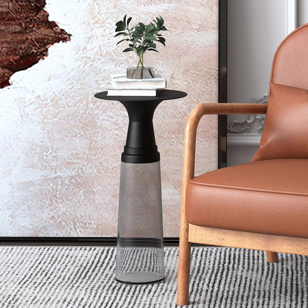 Worldwide Home Furnishings Indigo-accent Table - Versatile Glass And Iron Design For Every Nook And Cranny In Your Home Clear,Black Moulded Glass,Metal 501-308cl