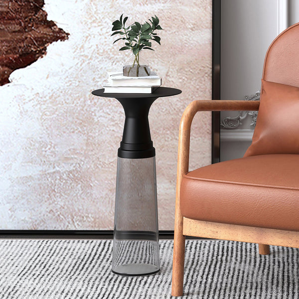 Worldwide Home Furnishings Indigo-accent Table - Versatile Glass And Iron Design For Every Nook And Cranny In Your Home Clear,Black Moulded Glass,Metal 501-308cl