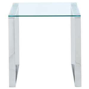 Worldwide Home Furnishings Zevon-accent Table - Polished Silver & Clear Glass - Minimalist Modern Design For Any Space Silver Stainless Steel,Glass 501-408ch