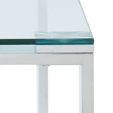 !nspire Zevon Accent Table Silver Silver Stainless Steel/Glass