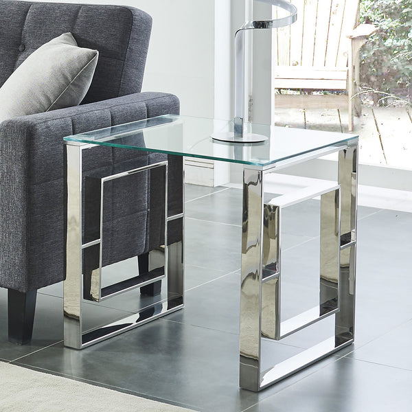 Worldwide Home Furnishings Eros-accent Table – Stunning Design For Living Rooms Or Bedrooms, Perfect For Mugs And Magazines Silver Stainless Steel,Glass 501-482ch
