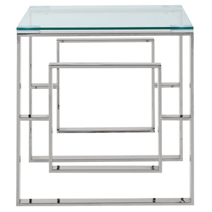 Worldwide Home Furnishings Eros-accent Table – Stunning Design For Living Rooms Or Bedrooms, Perfect For Mugs And Magazines Silver Stainless Steel,Glass 501-482ch