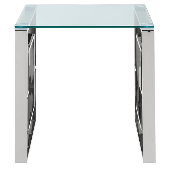 Worldwide Home Furnishings Eros-accent Table – Stunning Design For Living Rooms Or Bedrooms, Perfect For Mugs And Magazines Silver Stainless Steel,Glass 501-482ch