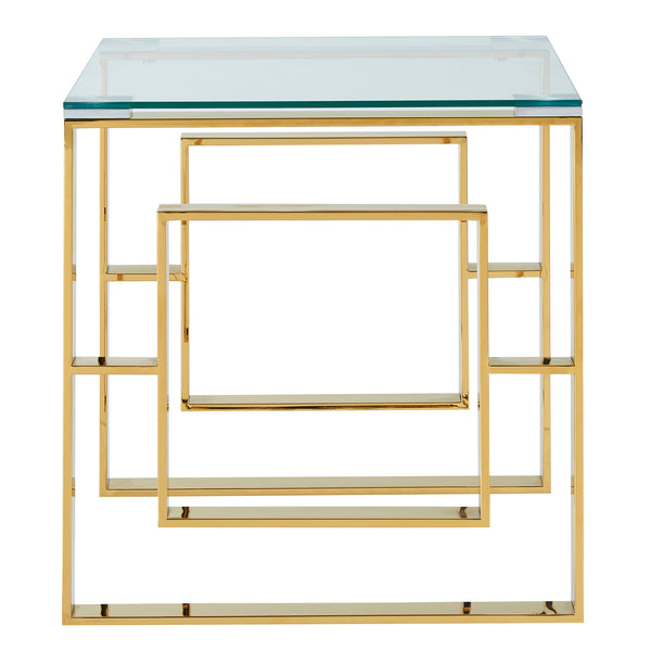 Worldwide Home Furnishings Eros-accent Table – Stunning Design For Living Rooms Or Bedrooms, Perfect For Mugs And Magazines Gold Stainless Steel,Glass 501-482gl