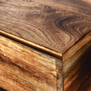 Worldwide Home Furnishings Ojas-accent Table - Rustic Modern Design With Natural Burnt Finish & Spacious Drawer For Storage Natural Burnt,Black Solid Wood,Wrought Iron 501-513nt