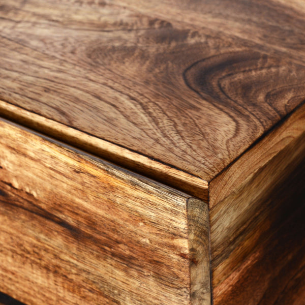 Worldwide Home Furnishings Ojas-accent Table - Rustic Modern Design With Natural Burnt Finish & Spacious Drawer For Storage Natural Burnt,Black Solid Wood,Wrought Iron 501-513nt