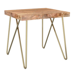 !nspire Madox Accent Table Natural Natural/Aged Gold Solid Wood/Iron