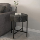 !nspire Blox Accent Table Grey/Black Solid Wood/Iron