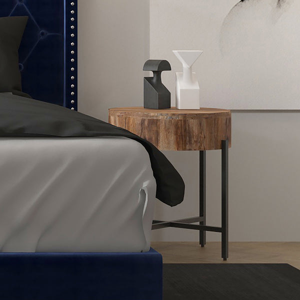 Worldwide Home Furnishings Blox-coffee Table - Handcrafted Mango Wood With Sturdy Iron Cross-base For Modern Living Spaces Natural,Black Solid Wood,Iron 501-528nat