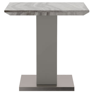 Worldwide Home Furnishings Napoli-accent Table - Modern Marble-look Design With Stylish Geometric Base In Warm Grey Finish Light Grey Faux Marble,Stainless Steel 501-545gy