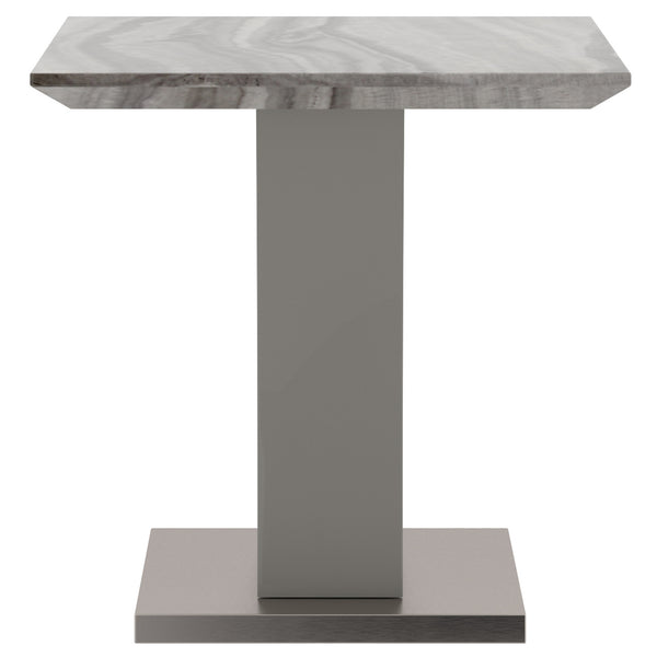 Worldwide Home Furnishings Napoli-accent Table - Modern Marble-look Design With Stylish Geometric Base In Warm Grey Finish Light Grey Faux Marble,Stainless Steel 501-545gy