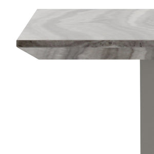 Worldwide Home Furnishings Napoli-accent Table - Modern Marble-look Design With Stylish Geometric Base In Warm Grey Finish Light Grey Faux Marble,Stainless Steel 501-545gy