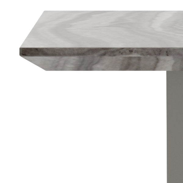 Worldwide Home Furnishings Napoli-accent Table - Modern Marble-look Design With Stylish Geometric Base In Warm Grey Finish Light Grey Faux Marble,Stainless Steel 501-545gy