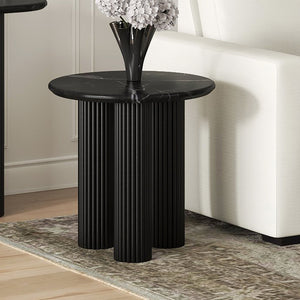 Worldwide Home Furnishings Jilsa-accent Table: Elegant Solid Mango Wood With Beveled Marble Top For Stylish Home Décor Black,Black Solid Wood,Marble 501-551blk