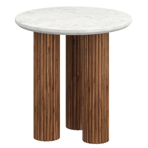 Worldwide Home Furnishings Jilsa-accent Table: Elegant Solid Mango Wood With Beveled Marble Top For Stylish Home Décor Walnut,White Solid Wood,Marble 501-551wal
