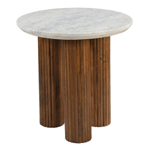 Worldwide Home Furnishings Jilsa-accent Table: Elegant Solid Mango Wood With Beveled Marble Top For Stylish Home Décor Walnut,White Solid Wood,Marble 501-551wal
